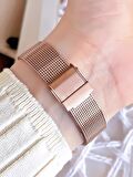 Ferro Hasır Kordonlu Rose Gold Kararmaz Renk Atmaz 3 Atm  Özel Tasarım Kadın Kol Saati BF40-087