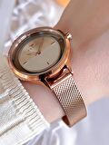 Ferro Hasır Kordonlu Rose Gold Kararmaz Renk Atmaz 3 Atm  Özel Tasarım Kadın Kol Saati BMN8C1112FF