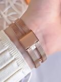 Ferro Hasır Kordonlu Rose Gold Kararmaz Renk Atmaz 3 Atm  Özel Tasarım Kadın Kol Saati BF2996CWT