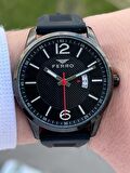 Ferro Takvimli Siyah Renk Slikon Kordon 30 Mt Su Geçirmez Erkek Kol Saat EFM31359-J22