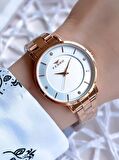 Ferro Rose Gold Renk 3 Atm Suya Dayanıklı Çelik Kordon Özel Tasarım Kadın Kol Saati BF21099AWT-C