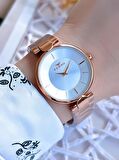 Ferro Rose Gold Renk 3 Atm Suya Dayanıklı Çelik Kordon Özel Tasarım Kadın Kol Saati BF21129AWT-C