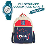 Çocuk Kol Saati Hediyeli Cambridge Polo Club Büyük Kapasiteli Çocuk Okul Çantası CPC.C3014