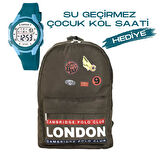 Çocuk Kol Saati Hediyeli Cambridge Polo Club Büyük Kapasiteli Çocuk Okul Çantası CPC.4013.C0025