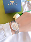 Ferro Çelik Kordon İyon Kaplama Kasa 3 Atm Suya Dayanıklı Kadın Kol Saati+Bileklik BFL21464-EX