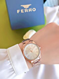 Ferro Çelik Kordon İyon Kaplama Kasa 3 Atm Suya Dayanıklı Kadın Kol Saati+Bileklik BFL21161-SY