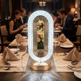 Oval Şeklinde Kristal LED Masa Lambası – Dokunmatik,  Renk Işık Modlu, Şarjlı Dekoratif Gece Lambası ()