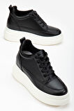 Nesvina Kadın Gizli Topuk Siyah - Beyaz Sneaker