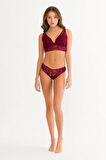 Kadın Bordo Dantelli Bralet Sütyen Takımı 301