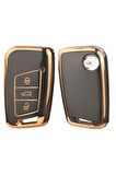 Seat Ateca Siyah-Gold Anahtar Kılıfı