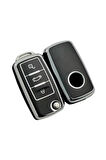Skoda Fabia Octavia A5 Superb 2009-2014 Anahtar Kılıfı Siyah-Silver