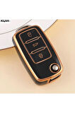 Skoda Roomster Anahtar Kılıfı Siyah-Gold