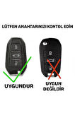 Peugeot 2008 Sustasız Anahtar Kılıfı Siyah-Gümüş