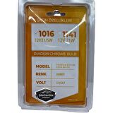 Diadem Ampul Krom Amber Çift Duy Park Sinyal Stop Ampulü 1016 12V21/5W Turuncu Işık P21W Düz Tırnak 2'li Takım