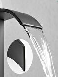 Siyah Mikser Banyo Paslanmaz Çelik Lavabo Bataryası Musluğu Tek Kollu Şelale Musluk