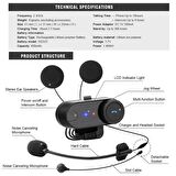 Airstorr  TCOM-VB motosiklet Bluetooth kask interkom 800M kulaklık kablosuz kulaklık FM radyo