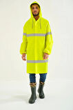 Yerli Diz Altı Pardesü RY 1800 Reflektörlü Su Geçirmez Fosforlu Yağmurluk İş Güvenliği Kıyafeti