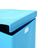 KAPAKLI SAKLAMA KUTUSU MAVİ RENKLİ KUMAŞ 33X24X27CM 21 LİTRE
