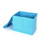 KAPAKLI SAKLAMA KUTUSU MAVİ RENKLİ KUMAŞ 33X24X27CM 21 LİTRE