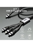Unıtek Type-c 3in1 Hızlı Şarj Kablosu 1.5mt 20w Mıcro Usb, Type-c, Lıghtnıng C14101agy01-1.5m