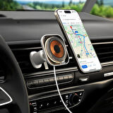 Momax 1-Charge Flow Manyetik Kablosuz Şarjlı Araç Tutucu 15W Telefon Tutucu Gümüş
