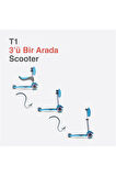 T1 3’ü 1 Arada Oturaklı ve Çantalı Çocuk Scooterı (15 Ay - 5 Yaş) - Blue