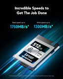 Lexar Professional SILVER Serisi 512 GB CFexpress Kart, Tip B CFe Kart, 1750 MB/s'ye kadar Okuma Hızı, PCIe Gen3x2 özellikli CF Kart, DSLR ile uyumlu, XQD Kamera ile Ters (LCXEXSL512G-RNENG)(OUTLET)