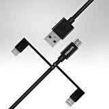 Philips DLC3104T MFİ Apple Uyumlu Lisanslı 3in1 Micro Usb-Lightining-Type-C Şarj ve Data Kablosu 1.2m Siyah