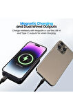 MagSafe Kablosuz Powerbank,5000 mAh,Stand Özellikli,USB-C ve USB-A Çıkışlı,Hızlı Şarj,Li-Po,DLP9701C