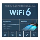 TP-Link Archer VX1800v AX1800 Mbps Çift Bantlı Fiber Destekli Wi-Fi 6 VDSL/ADSL Modem Router