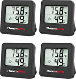 ThermoPro TP157 İç Mekan (Sera, Dolap, Bebek Odası) Hassas Sıcaklık ve Nem Ölçer Mini Termometre 4 Adet