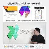 Nanoleaf Üçgen Akıllı RGBW Duvar Paneli Genişletme Paketi App Kontrollü, 3 Parça, Siyah, Google Home, Alexa, Razer Chroma, Apple Home Destekli