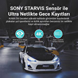 Kawa D8 2 Kameralı Ön / Arka 4K + 1080P Sony Starvis Sensörlü Türkçe Wi-Fi GPS'li Araç Kamerası