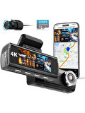 Kawa D8 2 Kameralı Ön / Arka 4K + 1080P Sony Starvis Sensörlü Türkçe Wi-Fi Gps'li Araç Kamerası OUTLET