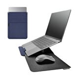 Novoo RT13 4'ü 1 Arada Mousepad Özellikli & Kart Yuvalı Laptop Standı ve Koruma Kılıfı Lacivert