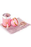 Anneler Gününe Özel Silindir Kutulu Set - İnci Tesbihli - Tül Şal - Pembe Renk
