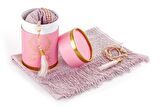 Anneler Gününe Özel Silindir Kutulu Set - İnci Tesbihli - Tül Şal - Pembe Renk