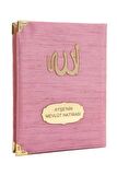 10 ADET - Şantuk Kumaş Kaplı Yasin Kitabı - Çanta Boy - İsme Özel Plakalı - Pembe Renk - İslami Hediyeler