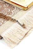 50 ADET - İsim Baskılı Ciltli Yasin Kitabı - Seccade - Kristal Tesbih Set - Dini Hediye