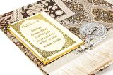 50 ADET - İsim Baskılı Ciltli Yasin Kitabı - Seccadeli - Tesbihli - Kutulu - Bej - Mevlit Hediye Seti