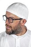 Safir İnce Örme Dantel Namaz Takkesi Beyaz 1 Adet