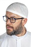 Gold Lüks Dantel Örme Namaz Takkesi Beyaz 1 Adet