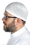 Gold Lüks Dantel Örme Namaz Takkesi Beyaz 1 Adet