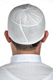 Gold Lüks Dantel Örme Namaz Takkesi Beyaz 1 Adet