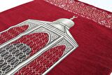 Kişiye Özel İsim İşlemeli Makamı İbrahim Desenli Lüks Şönil Seccade - Bordo
