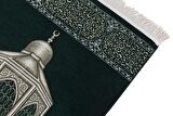 Kişiye Özel İsim İşlemeli Makamı İbrahim Desenli Lüks Şönil Seccade -  Yeşil