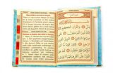10 Adet Kadife Kaplı Yasin Kitabı - Çanta Boy - İsim Baskılı Plaka - Tesbihli - Şeffaf Kutulu - Mavi - Hediyelik Yasin Seti