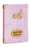 10 Adet Kadife Kaplı Yasin Kitabı - Çanta Boy - İsim Baskılı Plaka - Tesbihli - Şeffaf Kutulu - Pembe - Hediyelik Yasin Seti