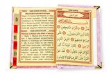 10 Adet Kadife Kaplı Yasin Kitabı - Çanta Boy - İsim Baskılı Plaka - Tesbihli - Şeffaf Kutulu - Pembe - Hediyelik Yasin Seti