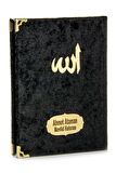 10 Adet Kadife Kaplı Yasin Kitabı - Çanta Boy - İsim Baskılı Plaka - Tesbihli - Şeffaf Kutulu - Siyah - Hediyelik Yasin Seti